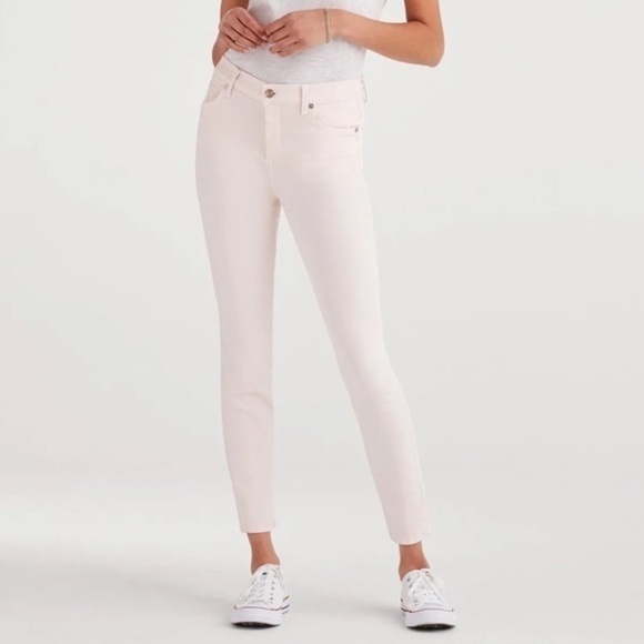 NWT 7FAM High Waist Ankle Super Skinny in Pink Sunrise - Picture 1 of 12